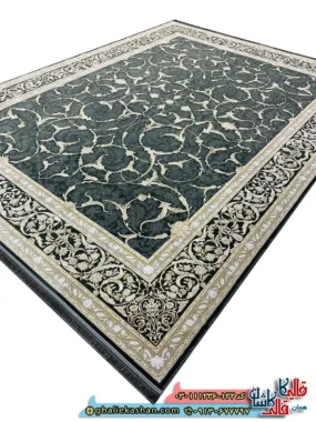 فرش 1200 شانه طرح افشان سامیا رنگ طوسی دودی گل برجسته کاشان اصلی