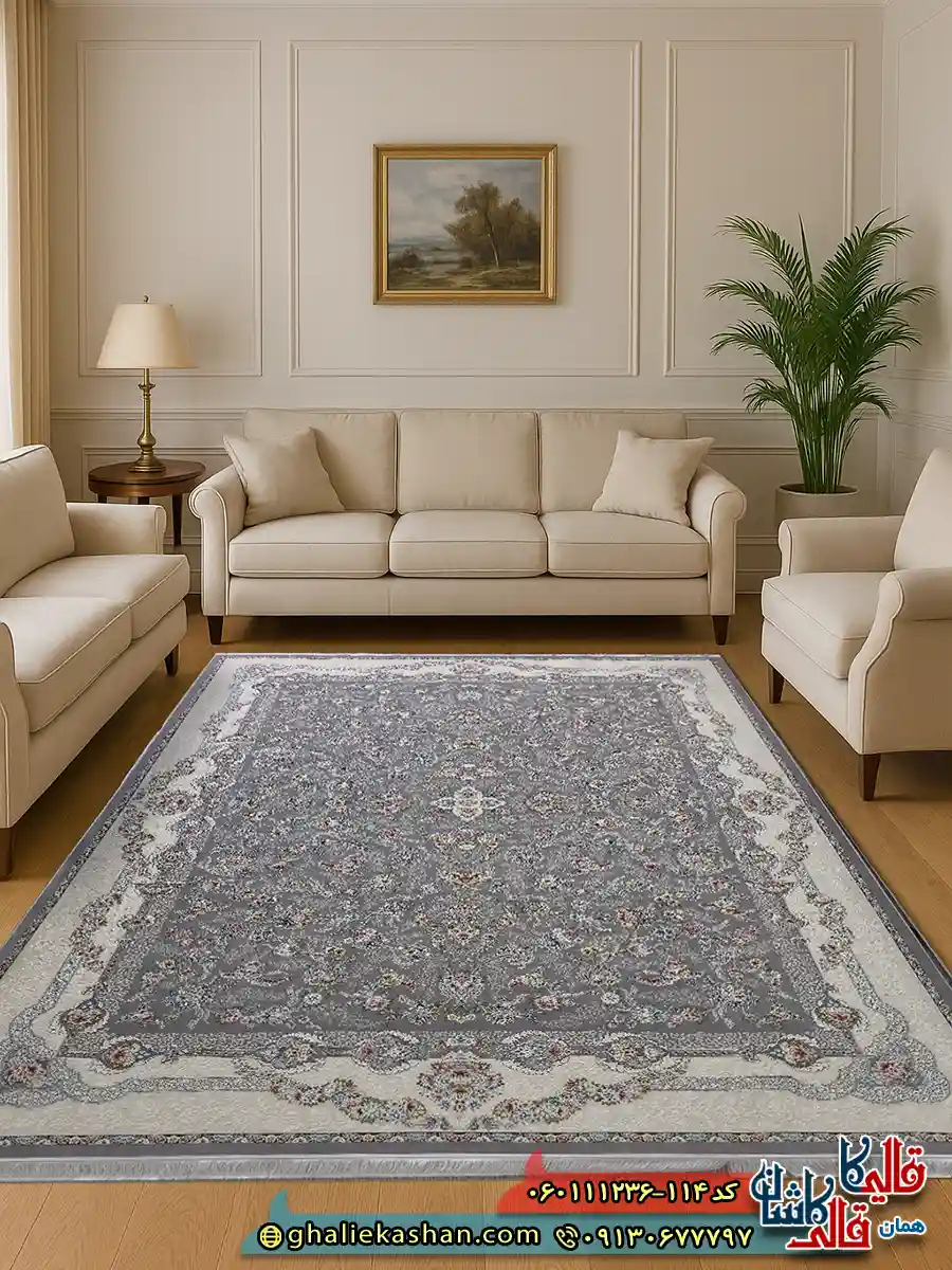 فرش 1200 شانه طرح افشان سوسن رنگ طوسی نقره ای گل برجسته کاشان دکوراسیون فرش 1200 شانه طرح افشان سوسن رنگ طوسی نقره ای گل برجسته کاشان دکوراسیون