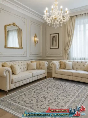 فرش 1200 شانه طرح افشان ملک رنگ کرم صدفی گل برجسته کاشان