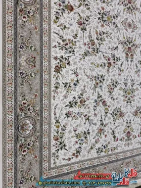 فرش 1200 شانه طرح افشان یاشار رنگ کرم گل برجسته کاشان نزدیک