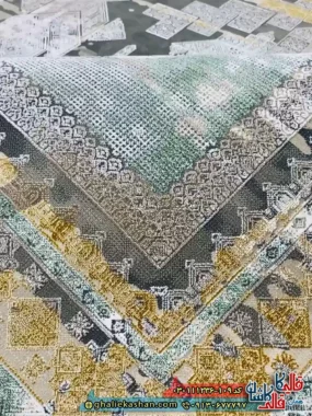 فرش 1200 شانه طرح السا رنگ طوسی دودی گل برجسته کاشان نزدیک