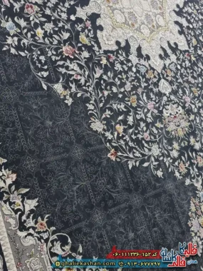 فرش 1200 شانه طرح دلبر رنگ طوسی دودی گل برجسته کاشان نزدیک 3