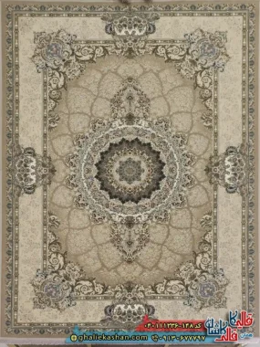 فرش 1200 شانه طرح شهرزاد رنگ طوسی سیلور گل برجسته کاشان اصلی