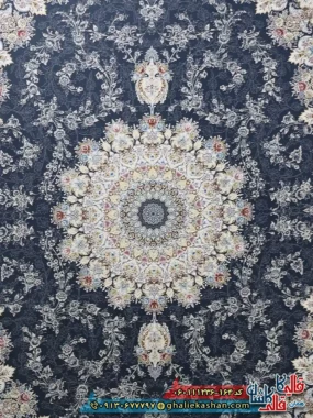 فرش 1200 شانه طرح فریبا رنگ طوسی دودی گل برجسته کاشان زمینه