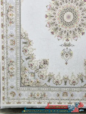 فرش 1200 شانه طرح پاشا رنگ طوسی سیلور کاشان حاشیه