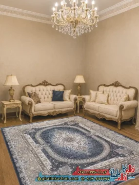 فرش 1200 شانه طرح چیچک رنگ طوسی دلفینی گل برجسته کاشان