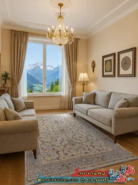 فرش 700 شانه طرح افشان رز رنگ طوسی سیلور کاشان