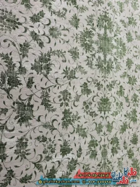 فرش 700 شانه طرح افشان گارنت رنگ سبز فیلی ترمه ای کاشان نزدیک 2
