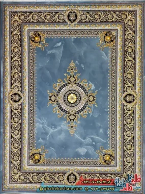 فرش 700 شانه طرح جیوا رنگ طوسی دودی کاشان اصلی