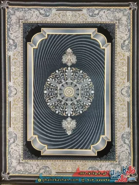 فرش 700 شانه طرح عاطفه رنگ سرمه ای کاشان اصلی