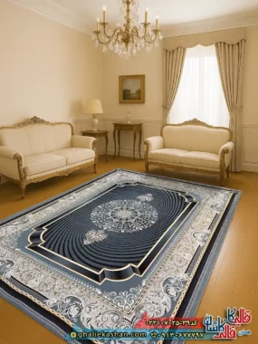 فرش 700 شانه طرح عاطفه رنگ طوسی دودی کاشان