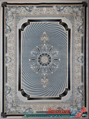 فرش 700 شانه طرح عاطفه رنگ طوسی سیلور کاشان اصلی