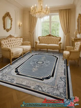 فرش 700 شانه طرح عاطفه رنگ طوسی سیلور کاشان