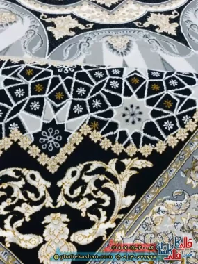 فرش 700 شانه طرح پریا رنگ طوسی نقره ای کاشان نزدیک