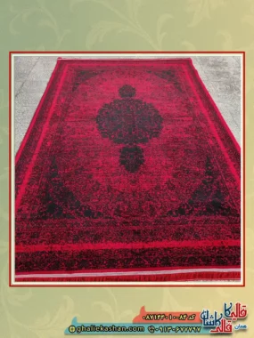 فرش ارزان سنتی طرح 700 شانه طرح گلاب رنگ قرمز مشکی کاشان زمینه