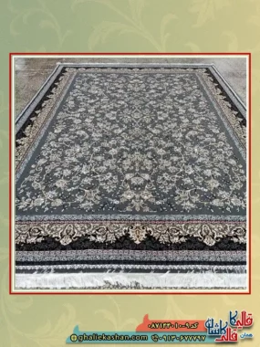 فرش ارزان طرح 700 شانه طرح آوا رنگ طوسی فیلی کاشان زمینه
