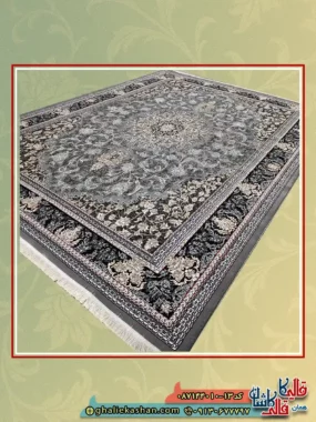 فرش ارزان طرح 700 شانه طرح آیلین رنگ طوسی فیلی کاشان اصلی