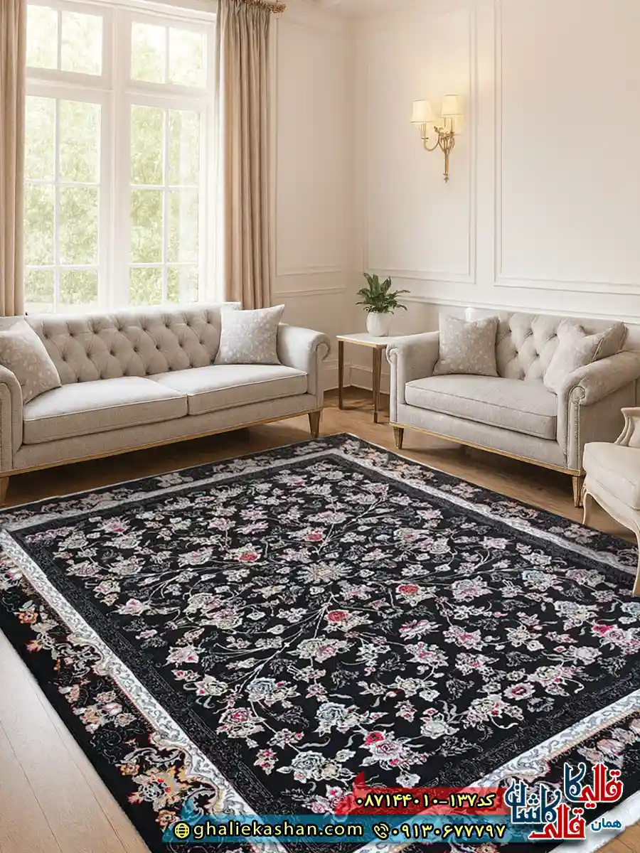 فرش ارزان طرح 700 شانه طرح افشان جانان رنگ سرمه ای کاشان دکوراسیون فرش ارزان طرح 700 شانه طرح افشان جانان رنگ سرمه ای کاشان دکوراسیون