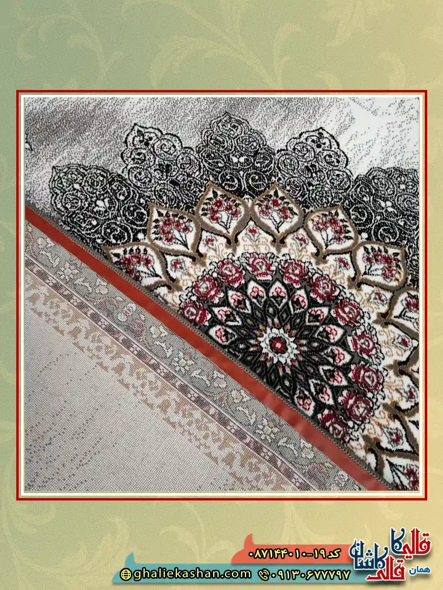 فرش ارزان طرح 700 شانه طرح بیتا رنگ طوسی فیلی کاشان نزدیک 2