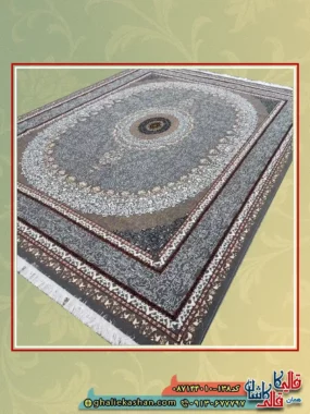 فرش ارزان طرح 700 شانه طرح ساحل رنگ طوسی فیلی کاشان اصلی