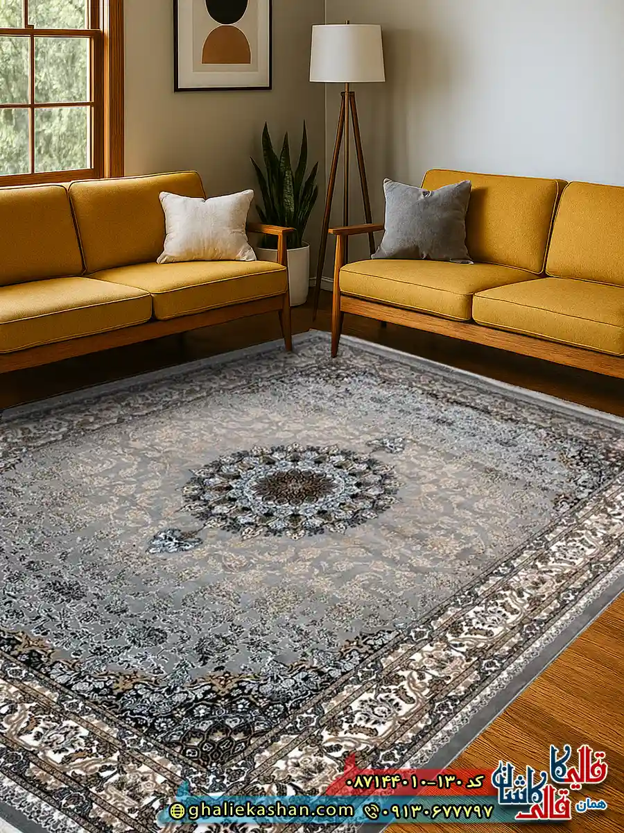 فرش ارزان طرح 700 شانه طرح شاهان رنگ طوسی فیلی کاشان دکوراسیون فرش ارزان طرح 700 شانه طرح شاهان رنگ طوسی فیلی کاشان دکوراسیون