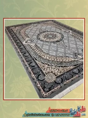 فرش ارزان طرح 700 شانه طرح عارف رنگ طوسی فیلی کاشان اصلی