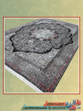فرش ارزان طرح 700 شانه طرح ماهرخ رنگ طوسی فیلی کاشان اصلی