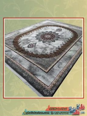 فرش ارزان طرح 700 شانه طرح مرمر رنگ طوسی فیلی کاشان اصلی
