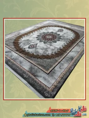 فرش ارزان طرح 700 شانه طرح مرمر رنگ طوسی فیلی کاشان اصلی