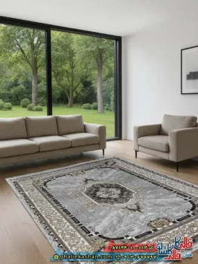 فرش ارزان طرح 700 شانه طرح ویتا رنگ طوسی نقره ای کاشان