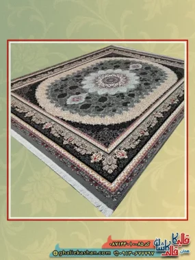 فرش ارزان طرح 700 شانه طرح گیتا رنگ طوسی فیلی کاشان اصلی