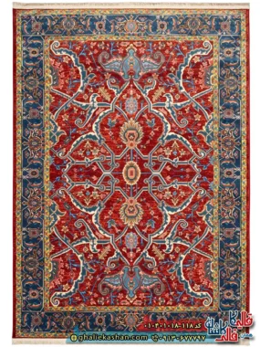 فرش سنتی 1000 شانه طرح آتامان زمینه زرشکی کاشان اصلی