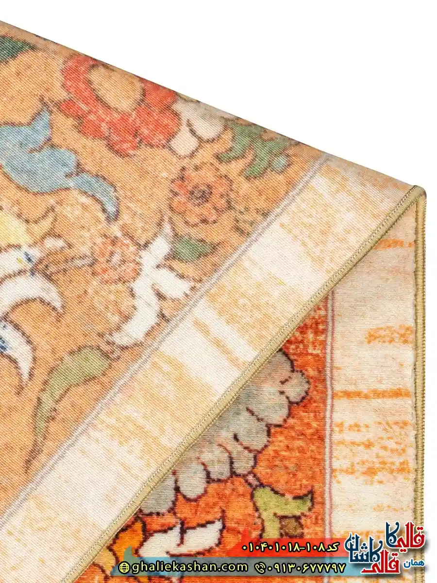 فرش سنتی 1000 شانه طرح افشان نقش سلطان آباد زمینه نارنجی آجری کاشان نزدیک4