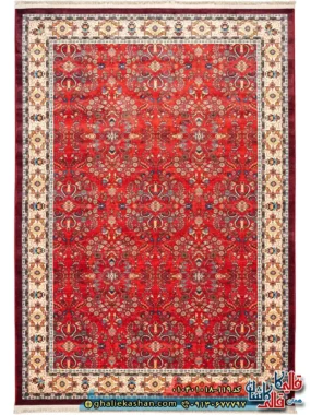 فرش سنتی 1000 شانه طرح افشان پریزاد زمینه قرمز لاکی کاشان اصلی