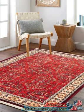 فرش سنتی 1000 شانه طرح افشان پریزاد زمینه قرمز لاکی کاشان