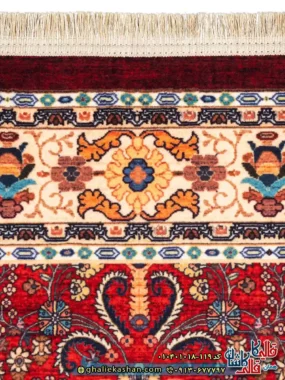 فرش-سنتی-1000-شانه-طرح-افشان-پریزاد-زمینه-قرمز-لاکی-کاشان-نزدیک