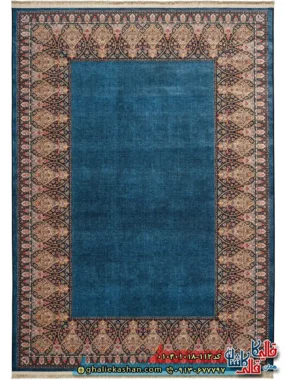فرش سنتی 1000 شانه طرح قاب خسرو زمینه سبز کاشان اصلی