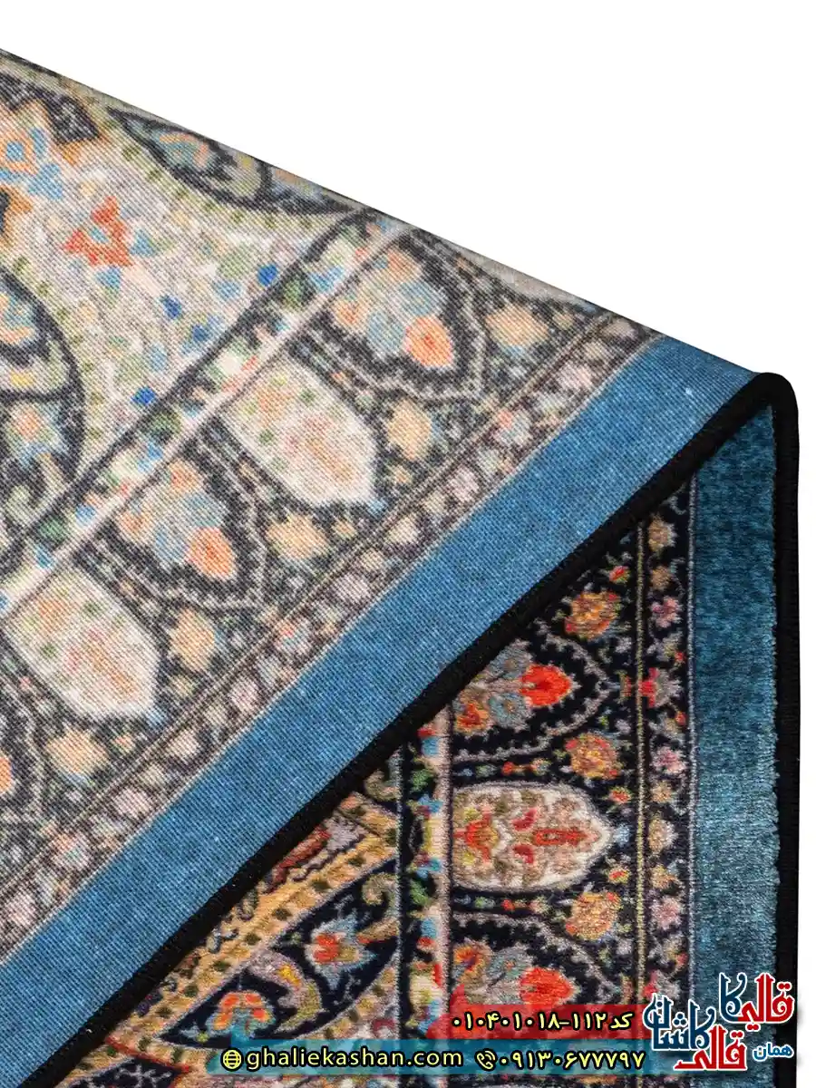 فرش سنتی 1000 شانه طرح قاب خسرو زمینه سبز کاشان نزدیک4