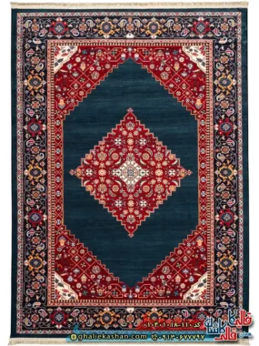 فرش سنتی 1000 شانه طرح قشقایی شاهسون زمینه سبز کاشان اصلی