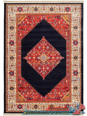 فرش سنتی 1000 شانه طرح قشقایی شاهسون زمینه مشکی کاشان اصلی
