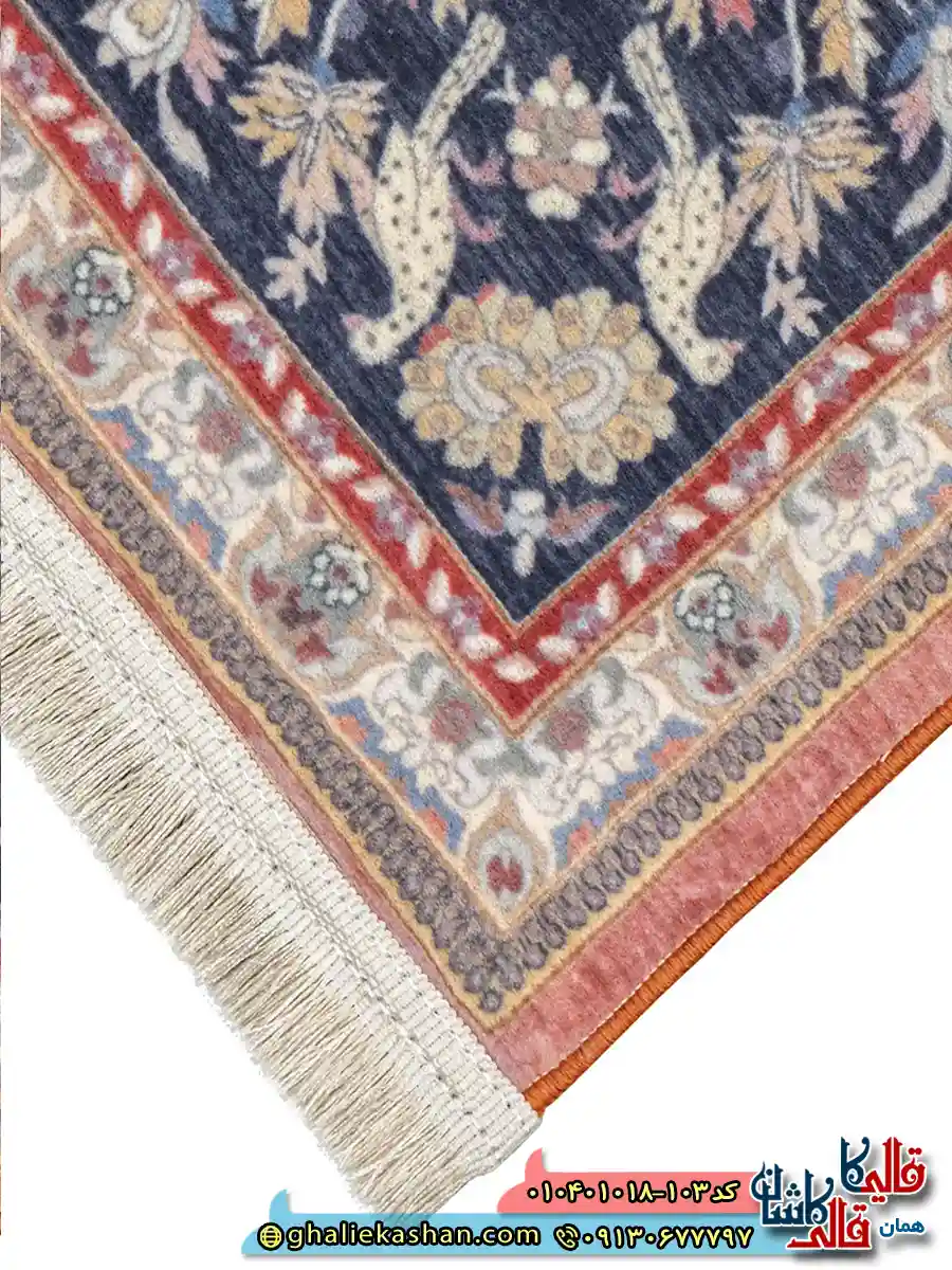 فرش سنتی 1000 شانه طرح گلباف زمینه قرمز لاکی کاشان نزدیک