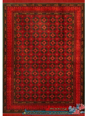 فرش سنتی 700 شانه طرح افشان دامون رنگ سبز کاشان اصلی