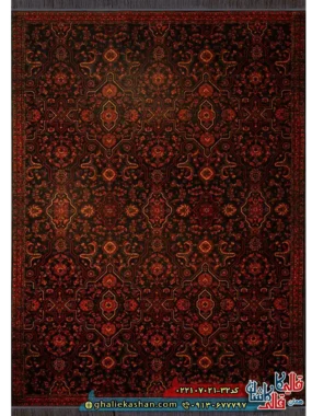 فرش سنتی 700 شانه طرح افشان نیکلاس رنگ سرمه ای کاشان اصلی