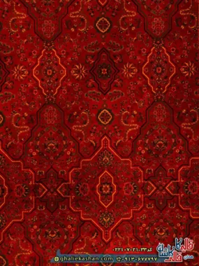 فرش سنتی 700 شانه طرح افشان نیکلاس رنگ قرمز لاکی کاشان زمینه