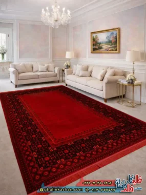 فرش سنتی 700 شانه طرح دیبا رنگ قرمز لاکی کاشان