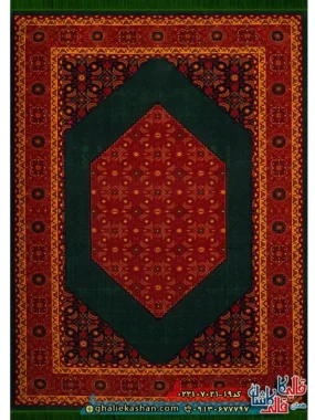 فرش سنتی 700 شانه طرح سوها رنگ سبز کاشان اصلی