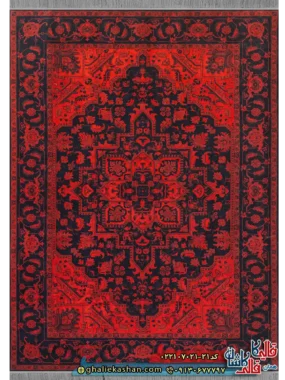 فرش سنتی 700 شانه طرح لونا رنگ سرمه ای کاشان اصلی