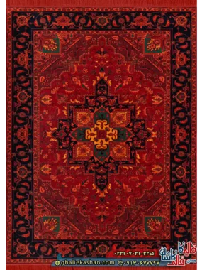 فرش سنتی 700 شانه طرح لونا رنگ قرمز لاکی کاشان اصلی