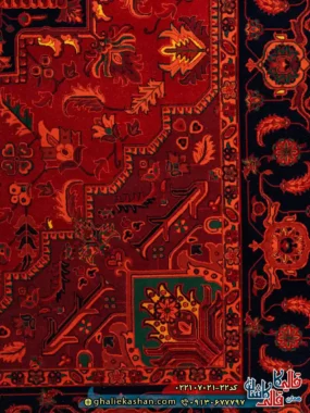 فرش-سنتی-700-شانه-طرح-لونا-رنگ-قرمز-لاکی-کاشان-حاشیه