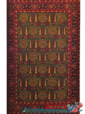 فرش سنتی 700 شانه طرح مهتا رنگ سبز کاشان اصلی